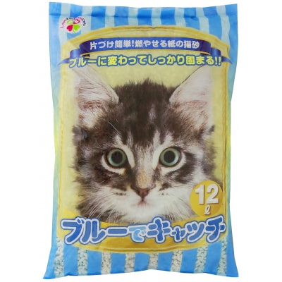 紙の猫砂 LOVEにゃんブルーでキャッチ 12L 【5袋入】