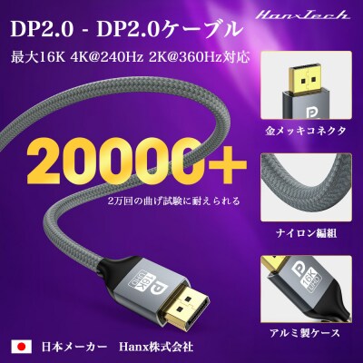 Hanx-Tech DP2.0ケーブル 2m HT-DD16K38BY-2M
