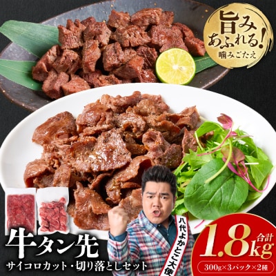 【訳あり】牛タン先 サイコロカット900g 切り落し900g 合計1.8kg_233-6684