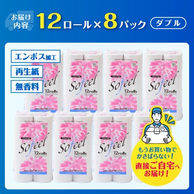 トイレットペーパー ソフィール12Rダブル96ロール