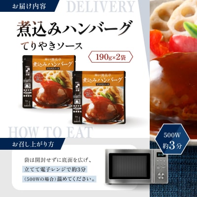 神戸開花亭 煮込みハンバーグ てりやきソース 190g×2袋|京都 有名店 ハンバーグ 人気セット