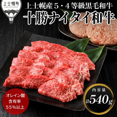 十勝ナイタイ和牛 モモ焼肉とハンバーグセット 計540g 北海道産 5・4等級黒毛和牛
