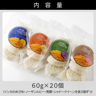 大地のコロッケ 彩り4色セット 60g×20個 国産 お惣菜 おかず コロッケ