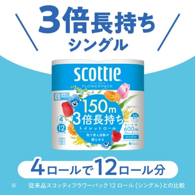 《2回定期便》トイレットペーパー 3倍 シングル 香り付 4ロール|15_nsc-100102sa