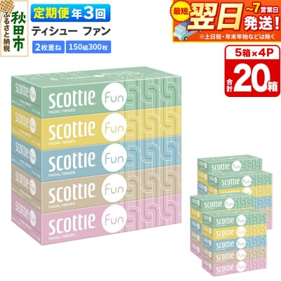 《3回定期便》スコッティ ティシュー ファン 150組 5箱×4 |15_nsc-140403