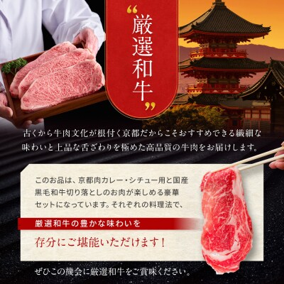 【モリタ屋】京都肉カレー・シチュー用500g&国産黒毛和牛切り落とし600gセット|老舗牛肉専門店