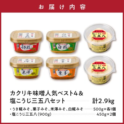カクリキ 味噌 人気 ベスト4 & 塩こうじ 三五八 さごはち お試し セット