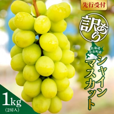 先行受付【9月上旬以降発送】訳あり北海道産シャインマスカット1kg【優品2房】_Y164-0001