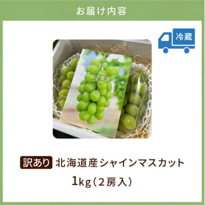 先行受付【9月上旬以降発送】訳あり北海道産シャインマスカット1kg【優品2房】_Y164-0001
