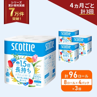 定期便 トイレットペーパー シングル 1.5倍長持ち 96R《計3回》[No.5704-1163]