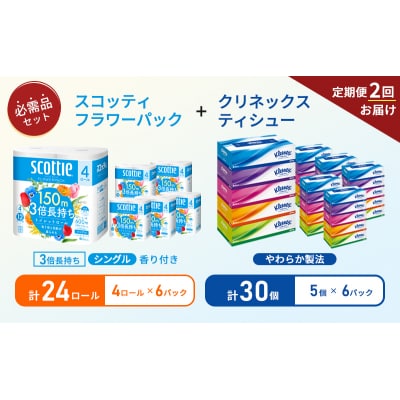 【6ヶ月ごと計2回お届け】ティッシュ+トイレットペーパー6P[No.5704-1797]