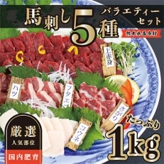 馬刺し5種のバラエティーセット　計1000g(西原村)