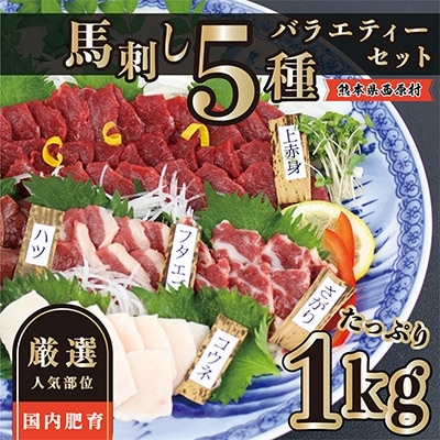 馬刺し5種のバラエティーセット　計1000g(西原村)