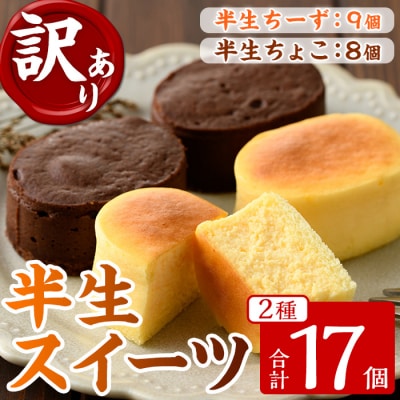 【訳あり】半生ちーず・半生ちょこ スフレ チーズケーキ と チョコレートケーキ 詰合せ 合計17個