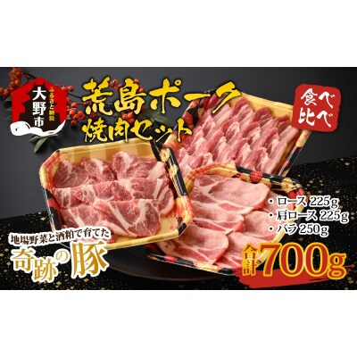 【福井のブランド豚肉】荒島ポーク食べ比べ焼き肉セット3点盛 700g