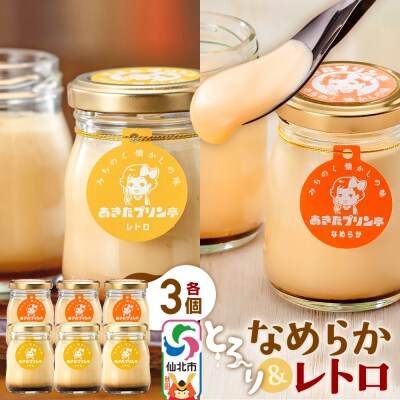 あきたプリン亭 なめらか&レトロセット 6個入り|02_apt-040601