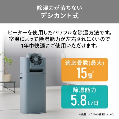 サーキュレーター衣類乾燥除湿機　デシカント式　5L　IJDC-P60-AH　ブルーグレー
