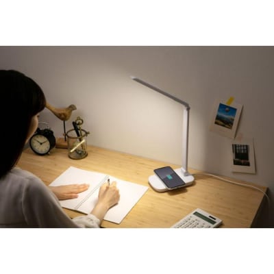 LEDデスクライトQi充電シリーズ 平置きタイプ 調光　LDL-QFD-W　ホワイト