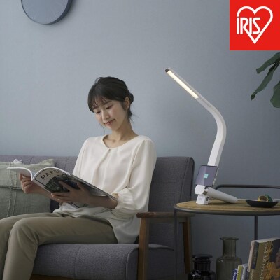 LEDデスクライトQi充電シリーズ 縦置きタイプ 調光・調色　LDL-QLDL-W　ホワイト
