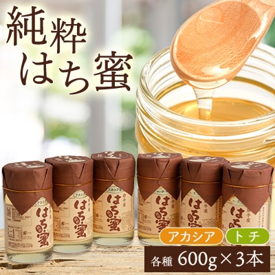 天然ハチミツ2種6個セット(アカシア600g×3個、トチ600g×3個)