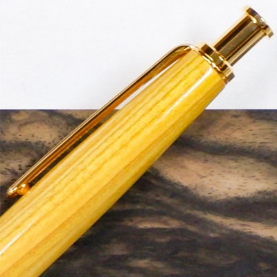 木製ボールペン(百木ペン)クリック　漆・金具ゴールド金10K