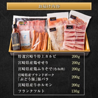 ◇宮崎県産のお肉を堪能!! 老舗焼肉店の焼肉セット(タレ・塩胡椒付き )計1kg以上