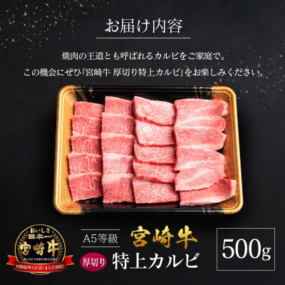 宮崎県産 倉薗牧場 A5等級 宮崎牛 厚切り 特上カルビ 焼肉用 500g