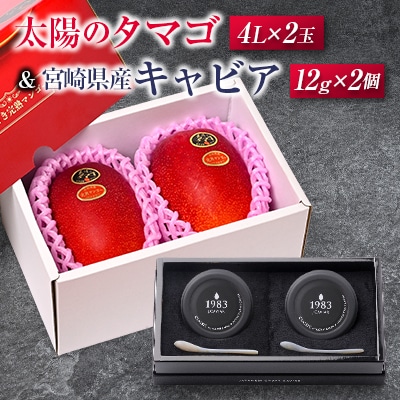 【令和9年発送】太陽のタマゴ(4L×2玉)と宮崎県産キャビア12g×2個セット