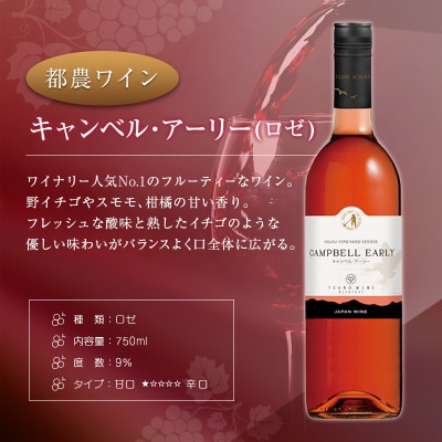 「宮崎県産ワイン」キャンベルアーリーロゼ　3つの醸造所飲み比べ 3本セット