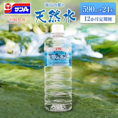【定期便 12か月】 霧島山麓の天然水 590ml×24本入 12回 サンA ミネラルウォーター