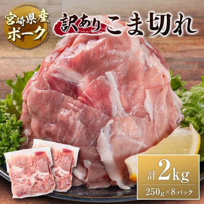 宮崎県産ポーク 牧場直営お肉屋さんの＜訳あり＞こま切れ 計2kg(250g×8パック) 国産 豚肉 
