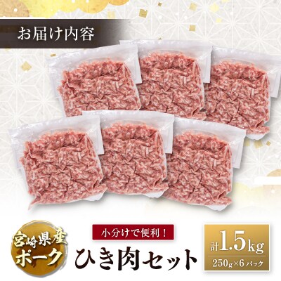 宮崎県産ポーク ひき肉 セット 計1.5kg(250g×6パック) 国産 豚肉 ミンチ 挽き肉 小分