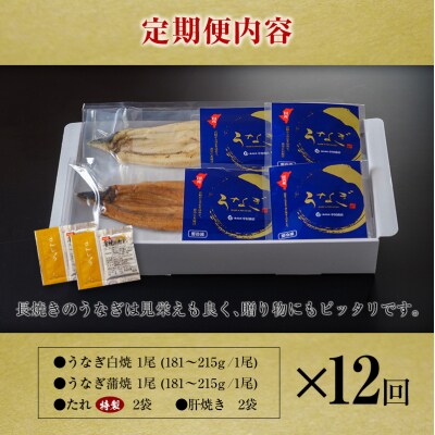 ＜定期便＞2尾×全12回 国産 うなぎ 白焼 蒲焼 セット 合計4.3kg以上(1回あたり 合計36