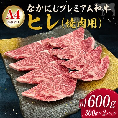 産地直送 なかにしプレミアム和牛 焼肉用 ヒレ 計600g(300g×2パック)網焼き A4等級以上