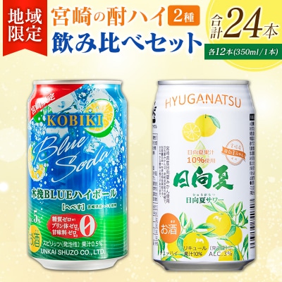【宮崎・九州限定】宮崎の酎ハイ 2種 飲み比べ 350ml缶×各12本(木挽BLUEハイボール へべ