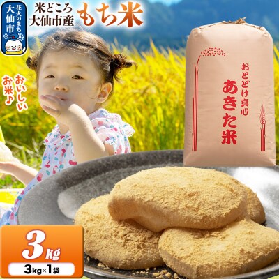 もち米 3kg(3kg×1袋)令和7年産 秋田県 大仙市産|22_ssn-070301