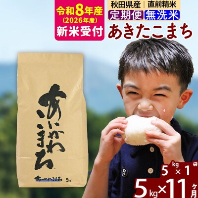R8産 新米受付《定期便11ヶ月》あきたこまち 5kg 無洗米|foap-30311s