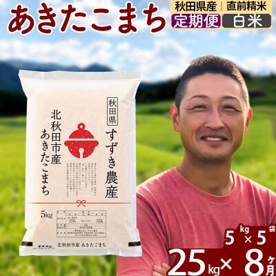 令和7年産《定期便8ヶ月》秋田県産 あきたこまち 25kg 白米|szap-10908