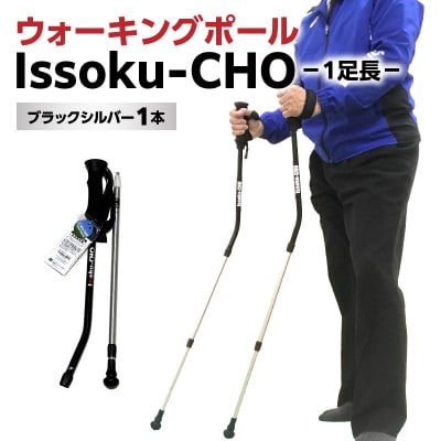 【敬老の日ギフト】ウォーキングポールIssoku-CHO ブラックシルバー1本_R17007-K