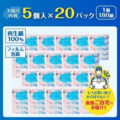 100パック!! ソフトパックティッシュ ソフィアタッチエコ ティッシュペーパー 日用品 大容量 