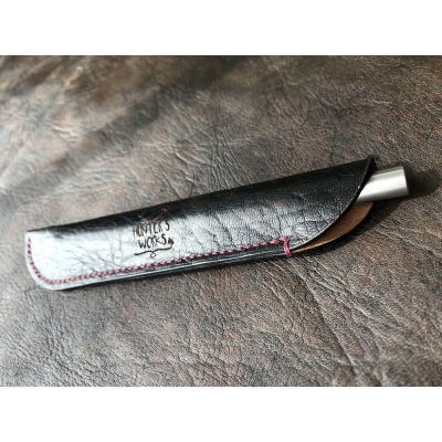 鹿革の一本差し ペンケース【黒】(ロゴ入り)革小物 革製品 レザー 文房具【R00505】