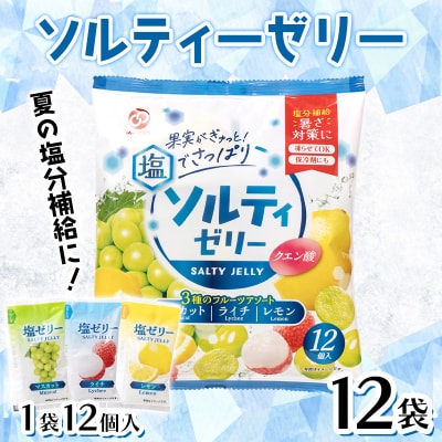 【夏季限定】 夏塩分補給に!ソルティーゼリー (18g×12個入)×12袋 F21E-561
