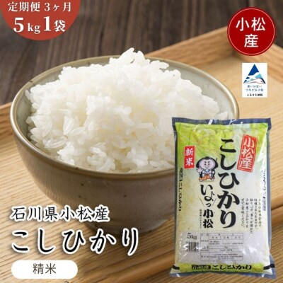 【先行予約】【定期便】 令和8年産 小松市産 こしひかり 精米 5kg×3ヶ月(毎月)