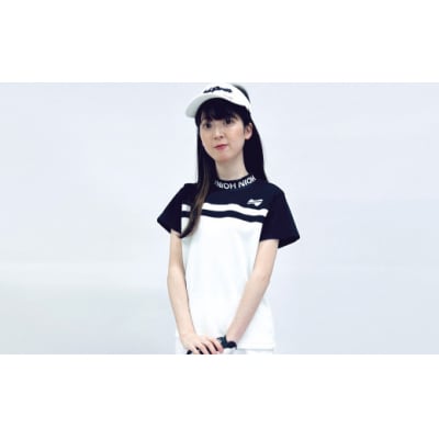 マイクロタフレッチ レディース ロゴカラーモックネックシャツ/ブラック/Lサイズ