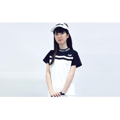 マイクロタフレッチ レディース ロゴカラーモックネックシャツ/ブラック/LLサイズ