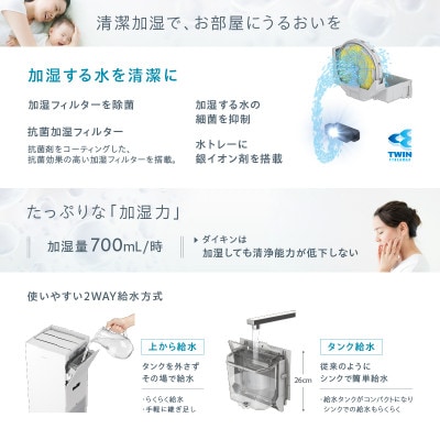 ダイキンの加湿ストリーマ空気清浄機 ホワイトACK705A-W