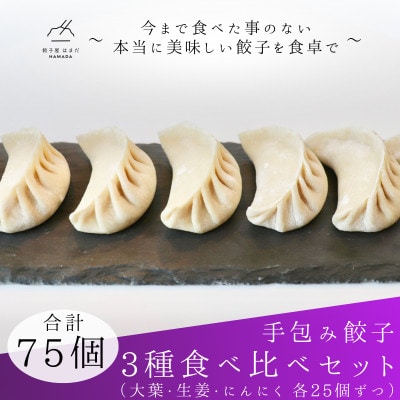 手包み餃子3種食べ比べセット　合計75個