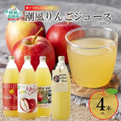 【先行受付】 潮風 りんごジュース 1L×4本 りんご 飲料 飲み物 果汁 100% ストレート