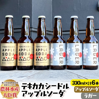 テキカカシードル(ラガー)& アップルソーダ 各330ml×3本 計6本|24_mye-060601