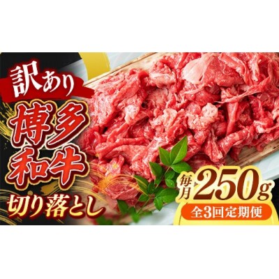 【定期便全3回】【訳あり】【A4～A5ランク】博多和牛 切り落とし 250g